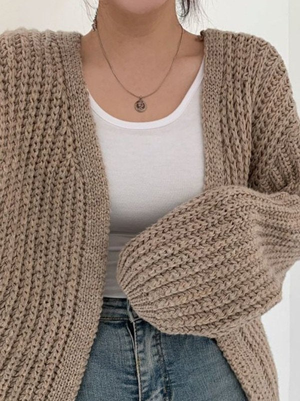 Oversized Open Front Long Sleeve Knit Cardigan