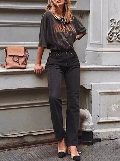 Retro Black Rock Man Graphic Oversized T-shirt