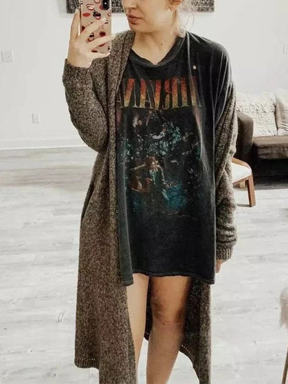 Retro Black Rock Man Graphic Oversized T-shirt