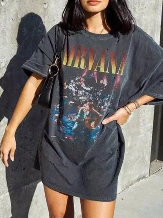 Retro Black Rock Man Graphic Oversized T-shirt