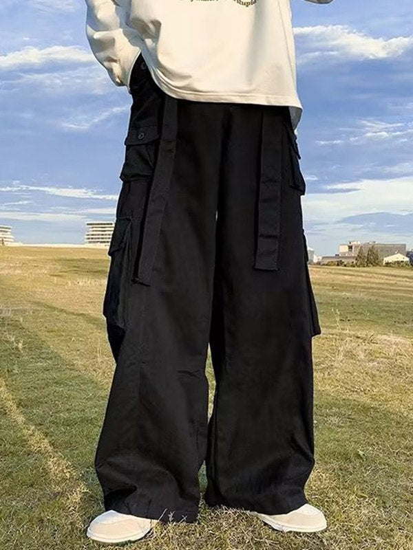 Baggy Cargo Pants With Strap Detail and Pocket