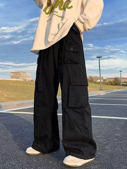 Baggy Cargo Pants With Strap Detail and Pocket