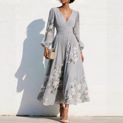 Finloe Belted Leaf Print Maxi Dress
