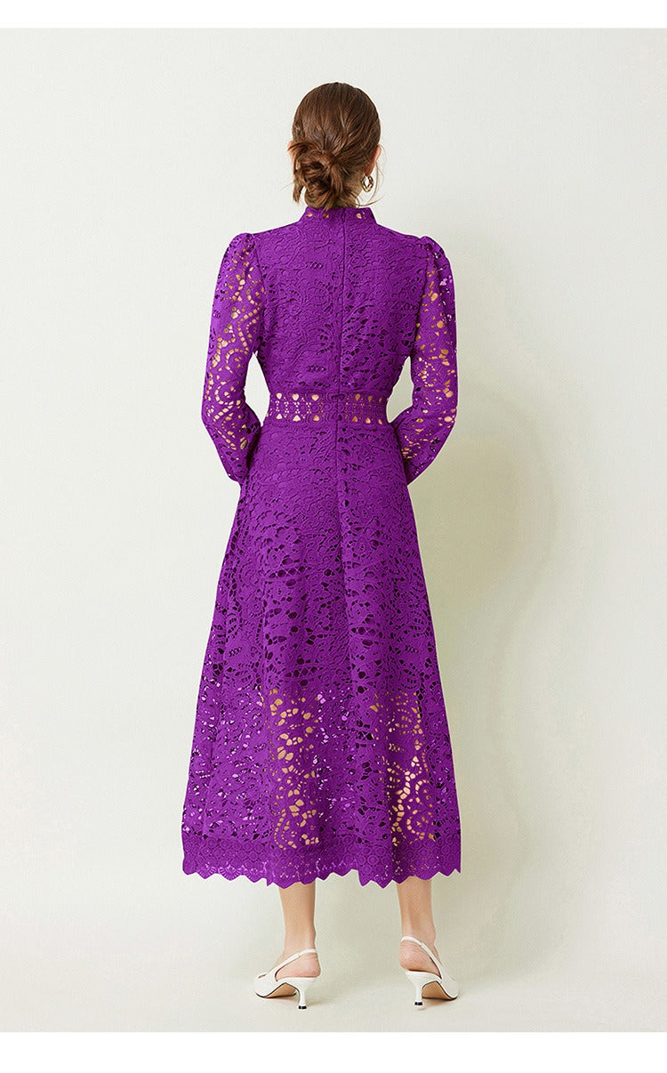 Victoirk Lace Butterfly-sleeve Midi Dress
