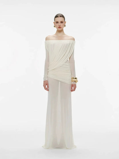 Gaelthis Strapless Ruched Draped Maxi Dress