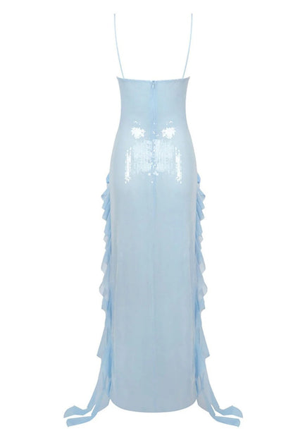 Magnetic Sensation Sequin Ruffled Maxi Dress
