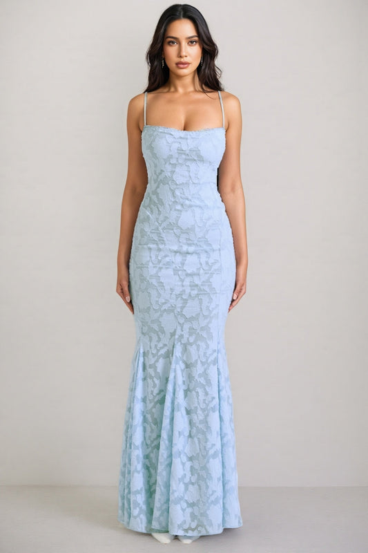 Varenf Bluebell Lace Up Back Maxi Dress