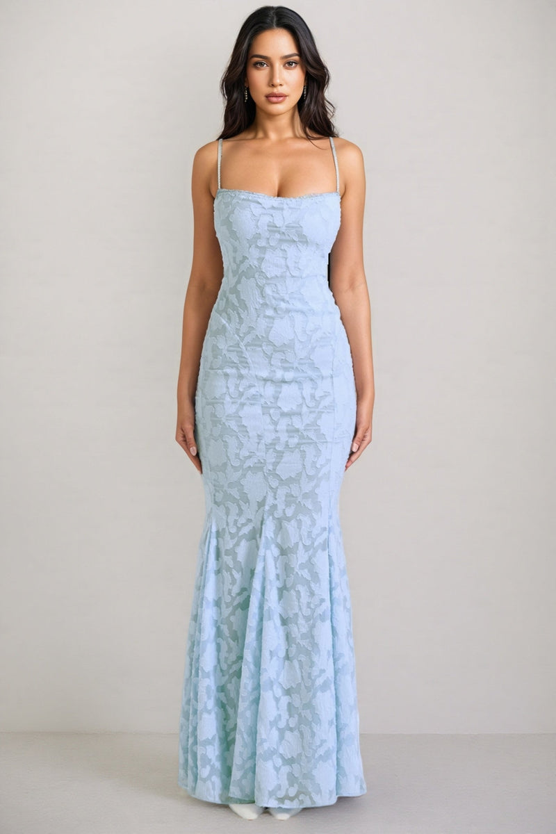 Varenf Bluebell Lace Up Back Maxi Dress
