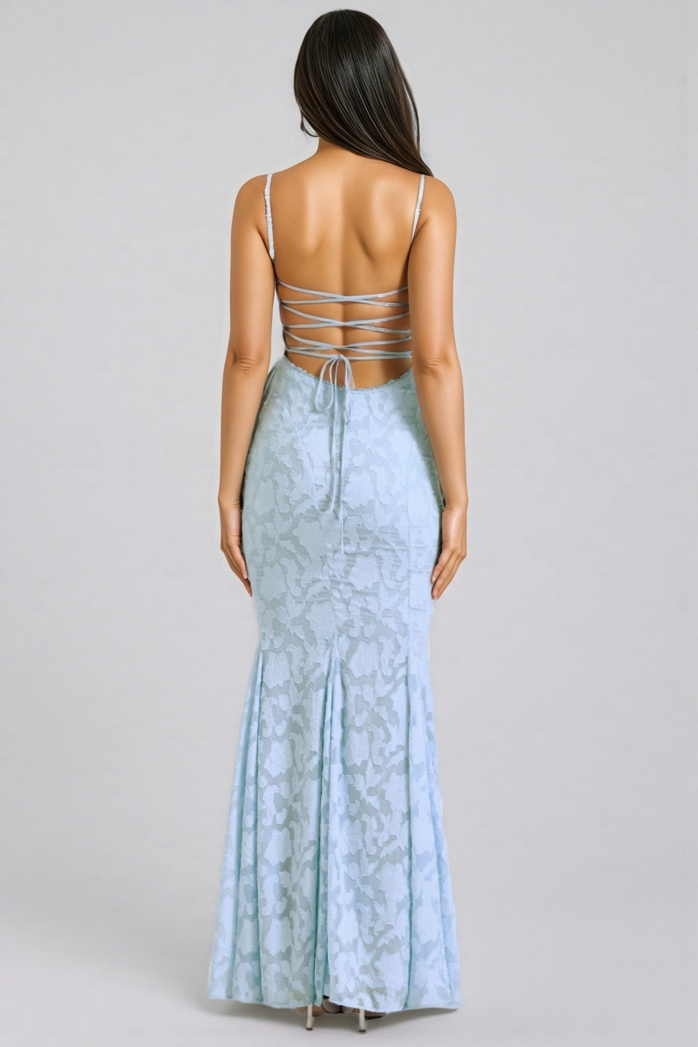 Varenf Bluebell Lace Up Back Maxi Dress