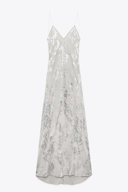 V-neck Backless Cami Maxi Dress