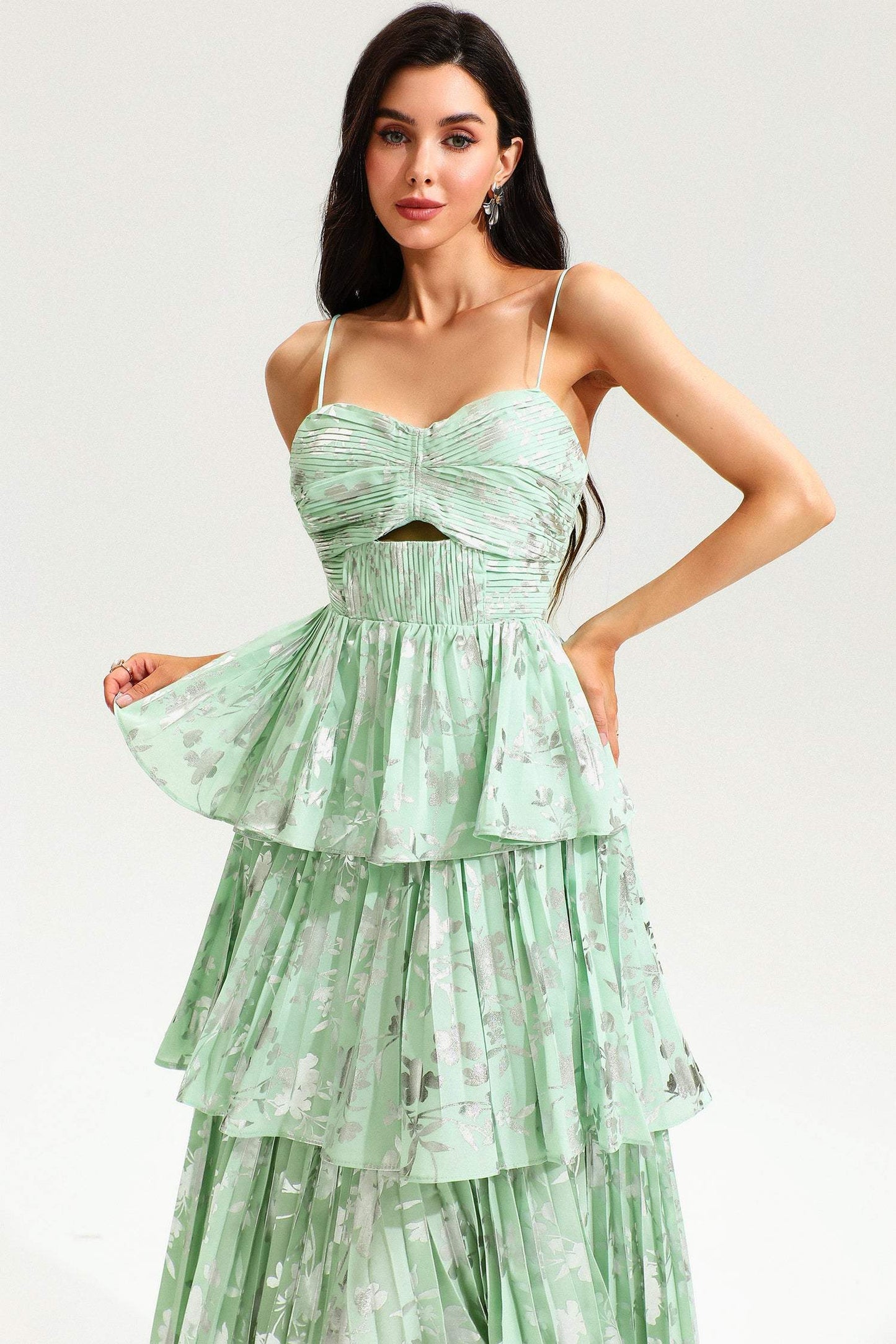Cami Backless Cut-out Tiered Ruffle Hem Midi Dress