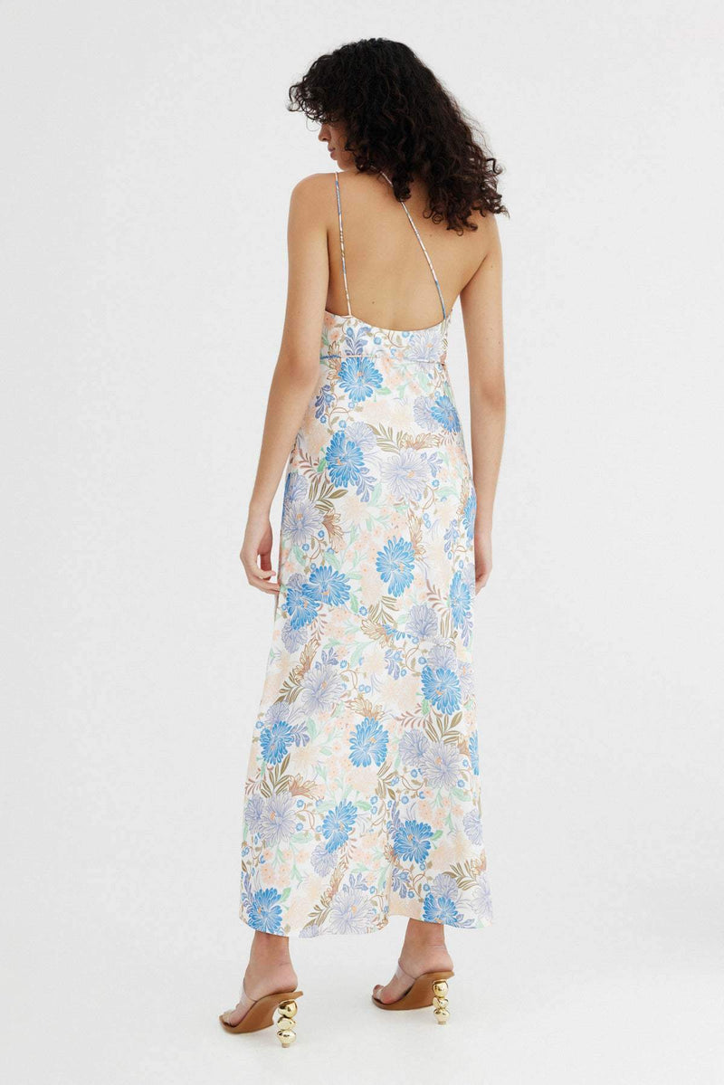 Sleeveless One-shoulder Slim Midi Dress