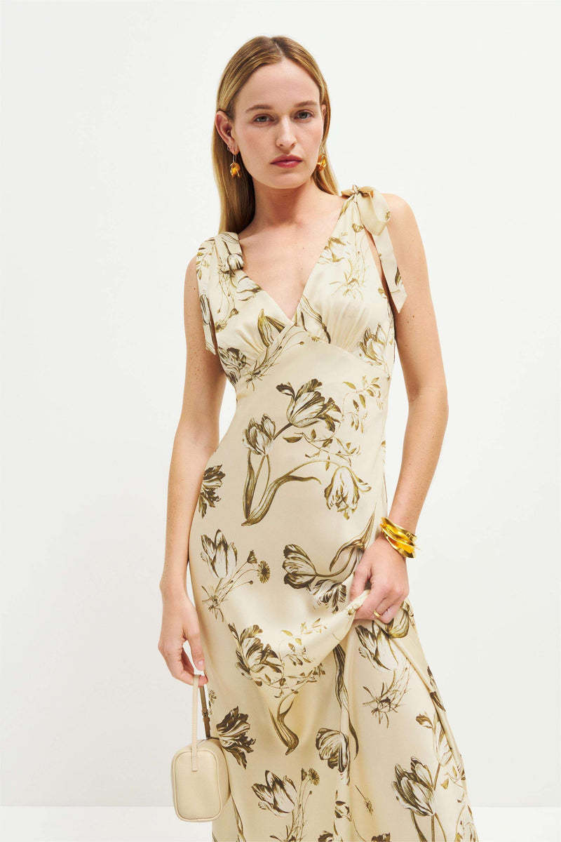 V-neck Wrapover Belted Midi Dress