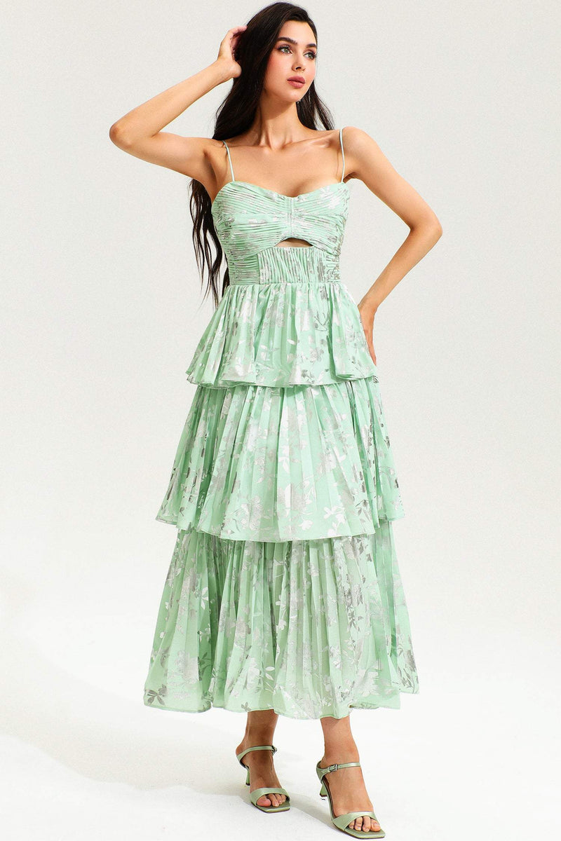 Cami Backless Cut-out Tiered Ruffle Hem Midi Dress