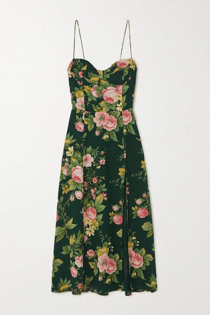Sweetheart Neck Sleeveless Split Midi Dress