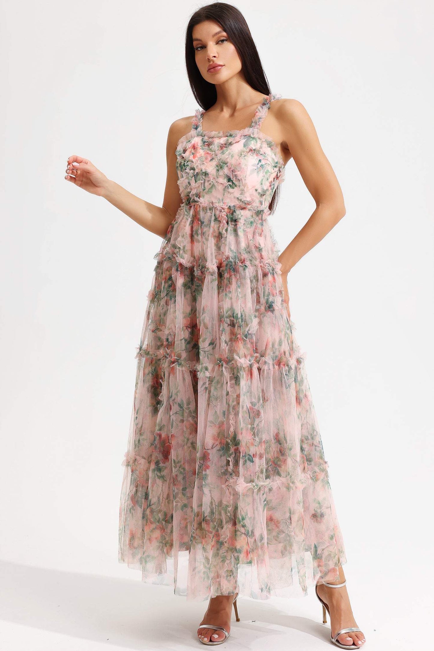 Cami Tapered Waist Frill Hem Midi Dress
