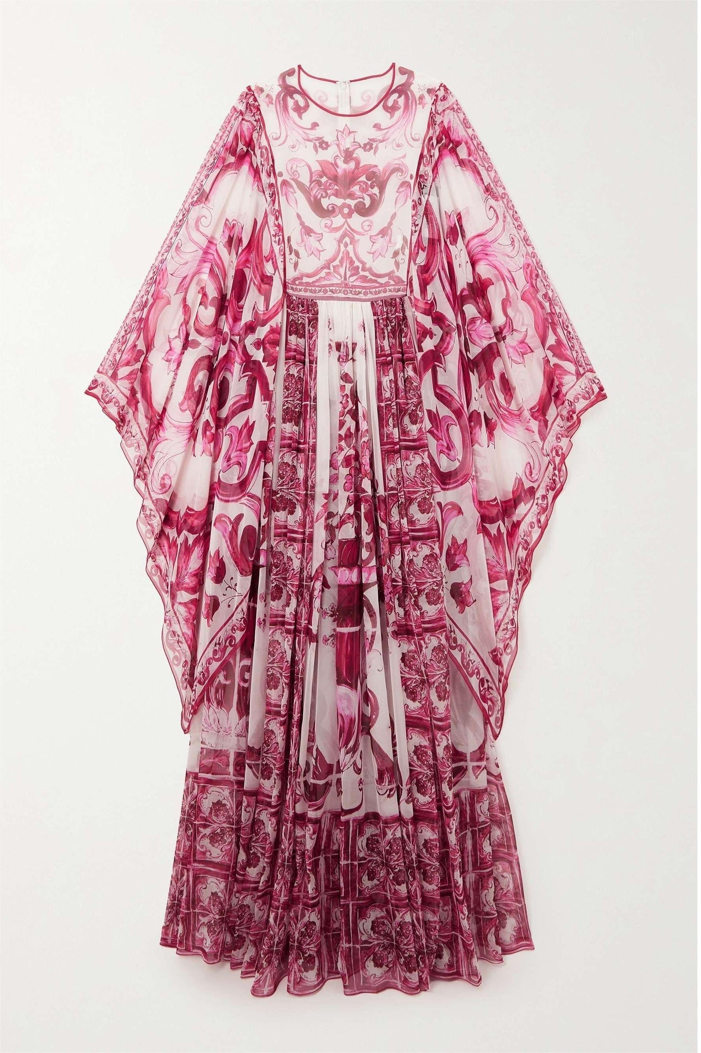 Paisley Round Neck Ball Sleeve Midi Dress