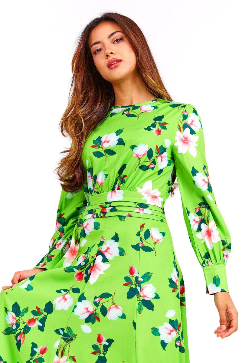 Long Sleeve Round Neck Midi Dress