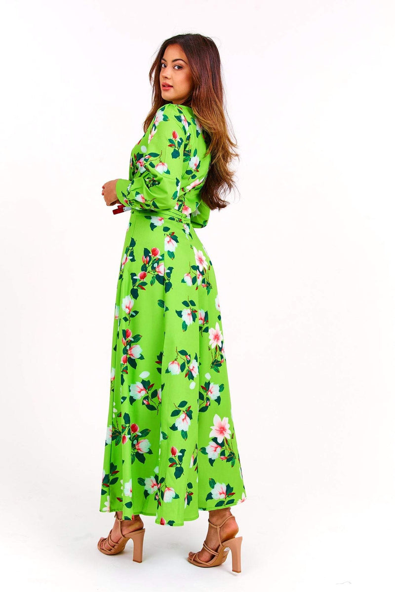 Long Sleeve Round Neck Midi Dress
