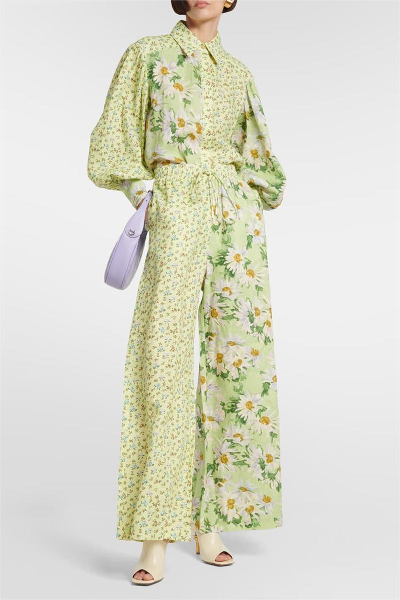 Lantern Sleeve Shirt & Long Loose Pants Set