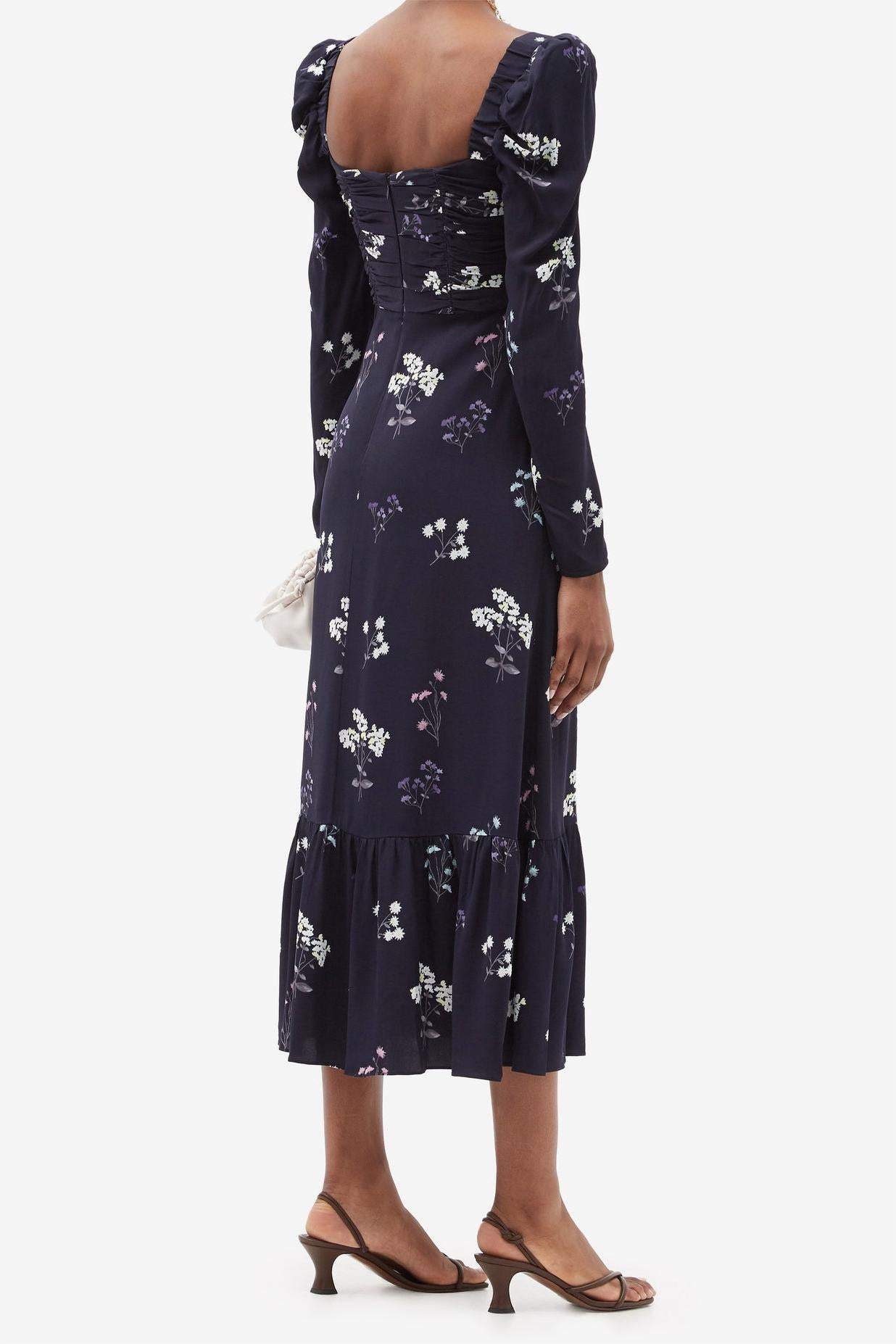 Long Sleeve Square Collar Midi Dress