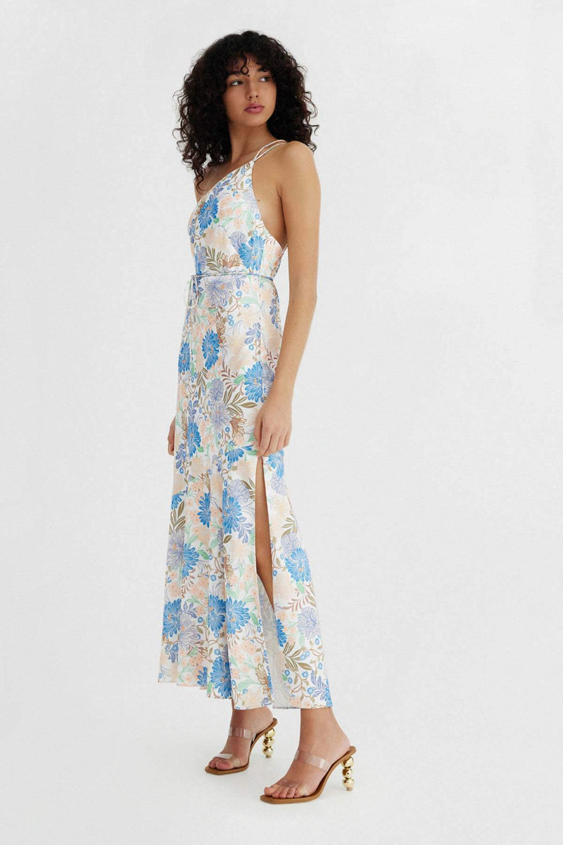 Sleeveless One-shoulder Slim Midi Dress