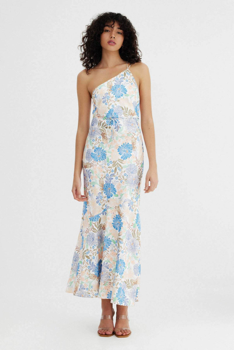 Sleeveless One-shoulder Slim Midi Dress