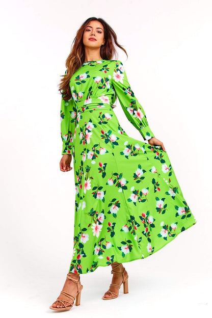 Long Sleeve Round Neck Midi Dress