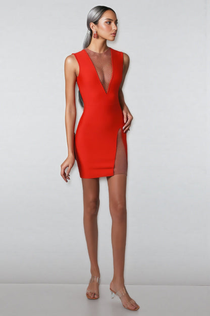 Nira Red Diamond Mini Dress
