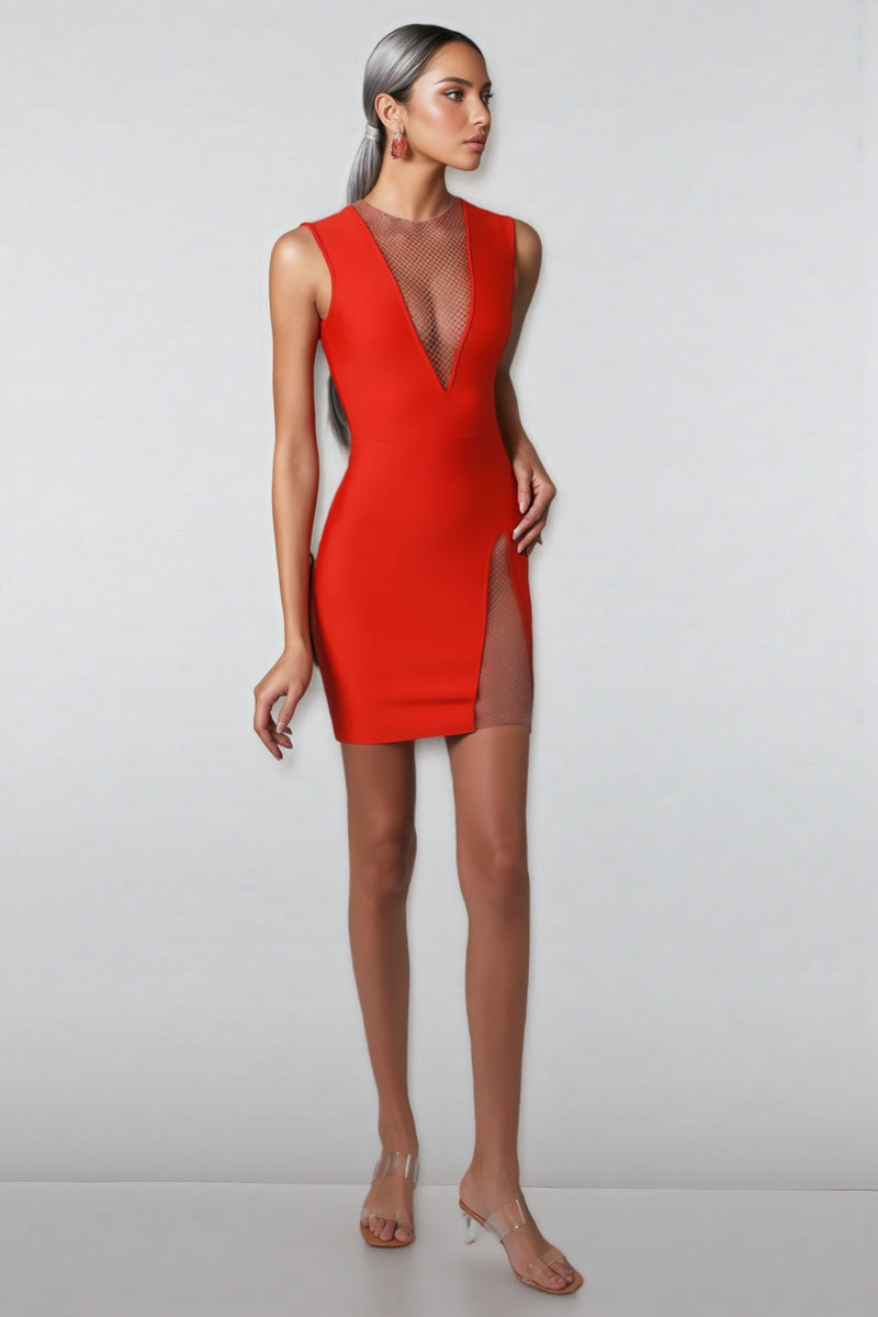 Nira Red Diamond Mini Dress