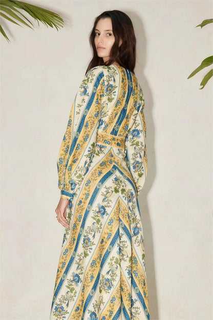 V-neck Long Sleeve Maxi Dress