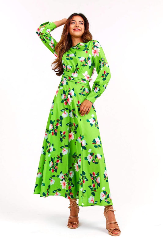 Long Sleeve Round Neck Midi Dress