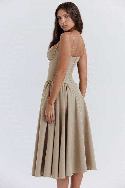 Sweetheart Neck Midi Dress