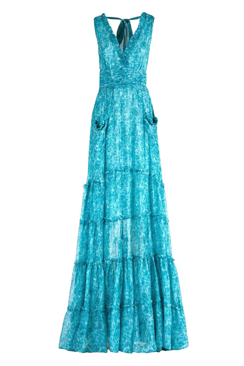 V-neck Sleeveless Splicing Maxi Dress