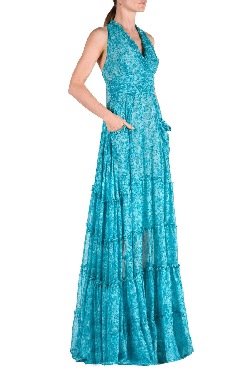 V-neck Sleeveless Splicing Maxi Dress