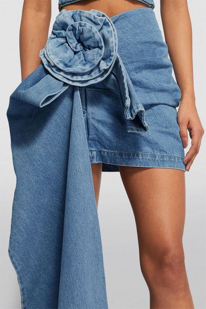Denim 3d Mini Skirt