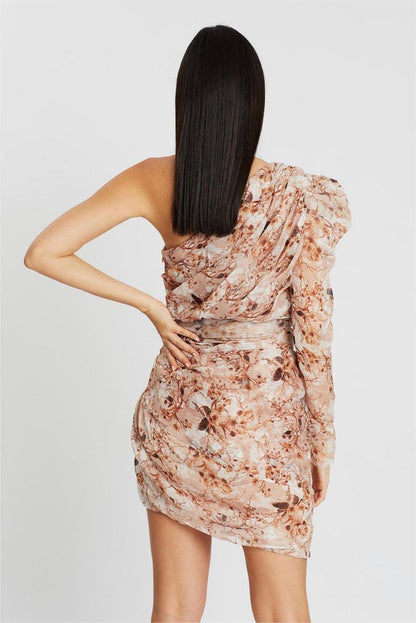 One-shoulder Lace Up Mini Dress