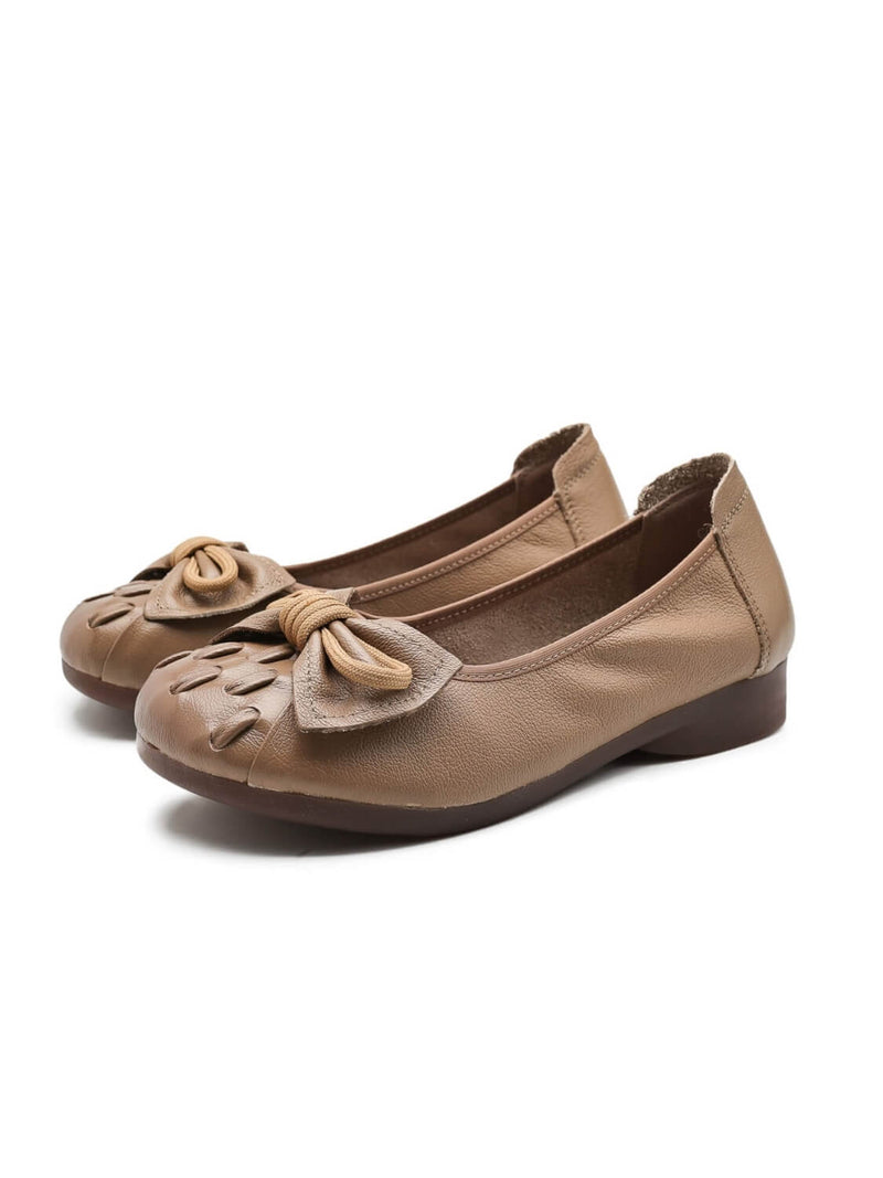 Rumour Has It | Breanne Quilted Ballet Leather Flats - Khaki