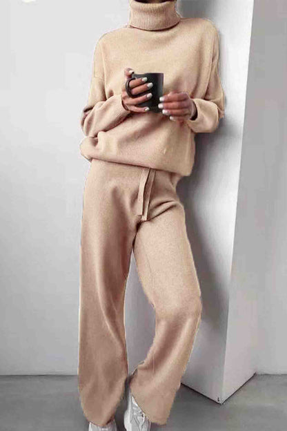 Turtleneck Long Sleeve Long Pant Knitted Set