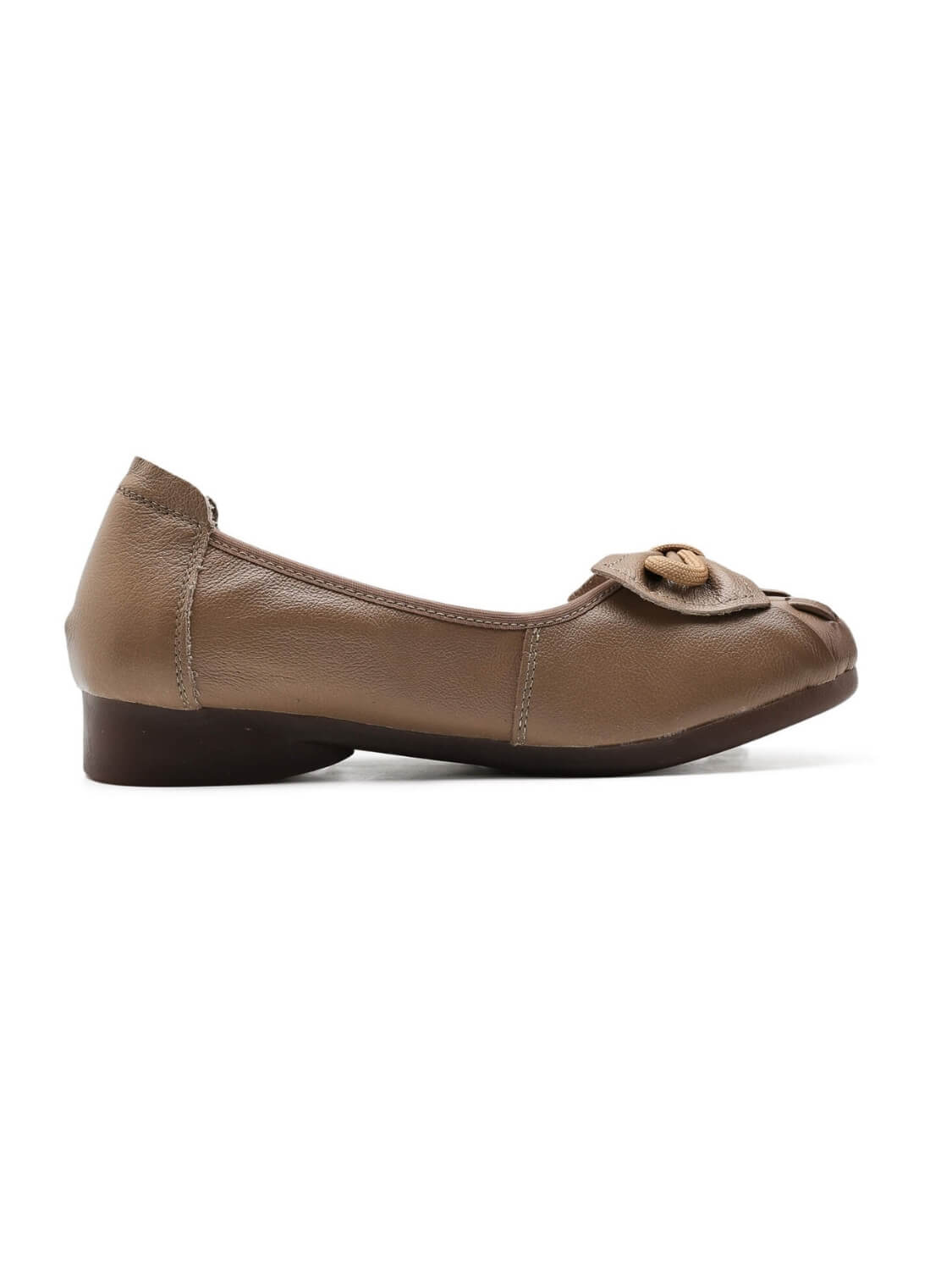 Rumour Has It | Breanne Quilted Ballet Leather Flats - Khaki