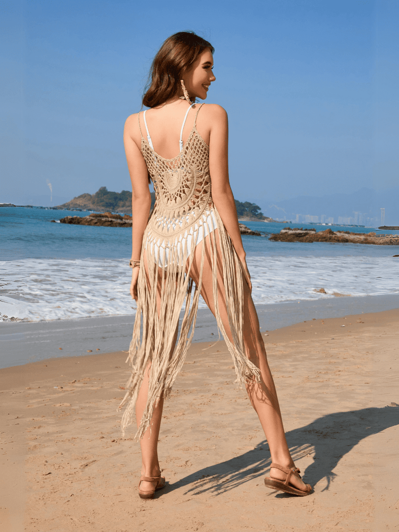 Caliana Tassel Cover Up Maxi Dress - Khaki