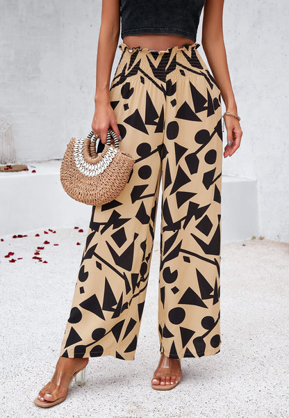Stay With Me Printed Wide Leg Pants - Khaki