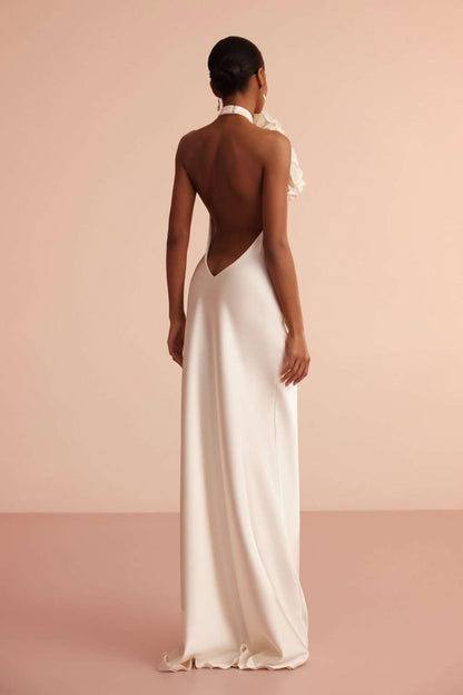 Isabel Halterneck Applique Maxi Dress