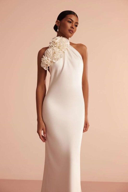 Isabel Halterneck Applique Maxi Dress