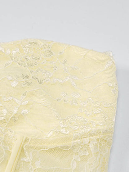 Lace Paneled Bandeau Top and Mini Skirt Two Piece Set