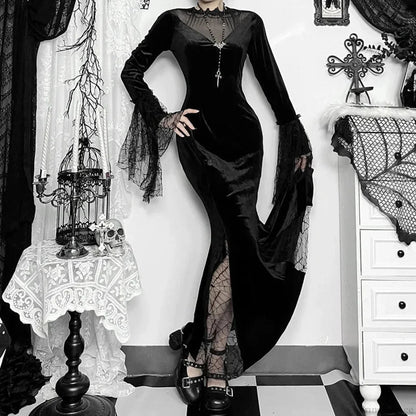 Lace Patchwork Transparent Maxi Dress