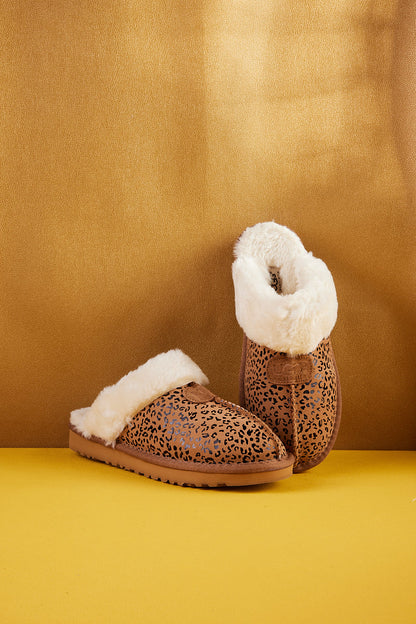 Stefanie Leopard Faux Fur Slipper