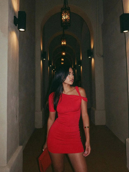 Off-shoulder Cutout Bodycon Mini Dress