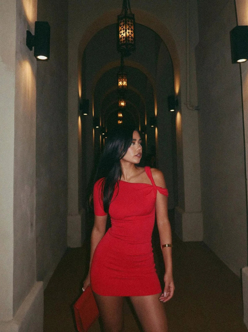 Off-shoulder Cutout Bodycon Mini Dress