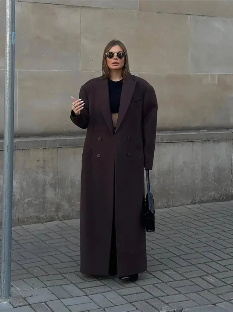 Oversized Double-breasted Wool Trench Coat
